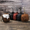 Luxury Leather Button Earphone Case for AirPods Pro | Waterproof Magnetic PU Protective Cover with Hook. 