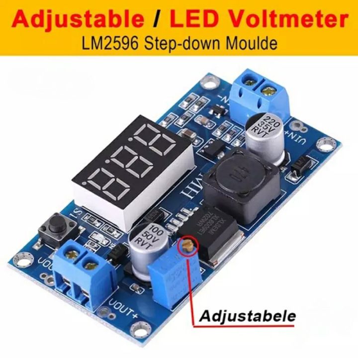 LM2596 3A Buck Step Down Power Converter LED Digital Voltmeter Display Adjustable Board 3A Short Circuit Protection