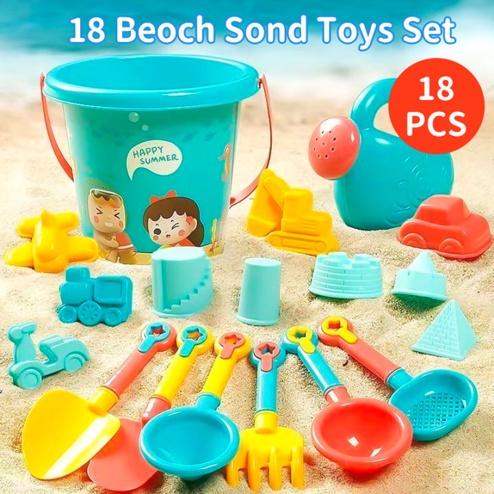 【Shop Now and Save】 Children Beach Toys Summer Outdoor Games Sand Play Plastic Bucket Watering Bottle Shovels Kids Beach Water Game Toys Tools Gifrs