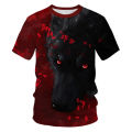 2021 fashion 3D glowing blue rose Wolf T shirt printed cool funny t shirt summer short sleeve o neck animal T-shirt male casual. 