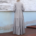 Zanzea Wanita Muslimah Wanita Muslim Abaya Dubai Lengan Panjang Maxi Pakaian Panjang Penuh Sundress Plus.