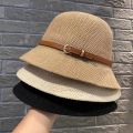 New Women's Sun Hat Simple Linen Breathable Refreshing Hat Summer Travel Sunscreen Sun Ribbon Decoration Foldable Straw Hat Gift. 