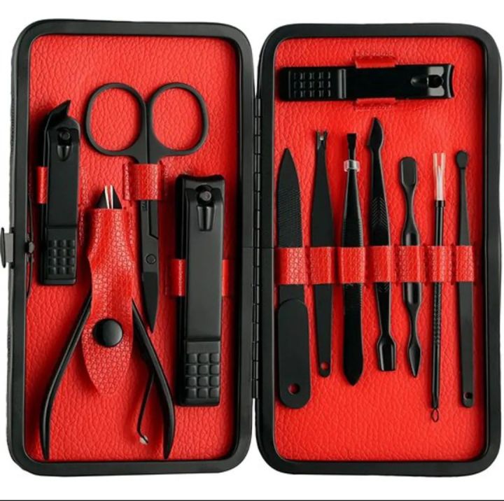 Manicure%20Set%20Pedicure%20Nail%20Clippers%2012%20Pieces%20Stainless%20Steel%20Professional-Black%20colour,002%20-%20Image%204