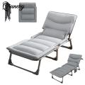 Camping Cot With Soft Padded Cushion Heavy Duty Reclining Outdoor Lounger Folding Bed With Side Pocket For 500 Lbs. 