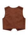Kids Boys Western Cowboy Vest Brown Suede Leather Fringed Hem Jacket for Halloween Carnival Party Cosplay Costumes Cowboy Jacket.