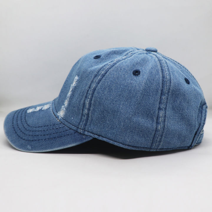 Sky%20Blue%20Distressed%20Ripped%20Denim%20Wash%20Cap/%20Hat%20Premium%20-%20Image%203