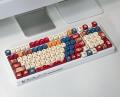 Keycap Set PBT Sublimation Cat Kitchen Cute Keycaps 131 Keys MOA Profile Red Blue Key Caps for DIY Mechanical Keyboard.