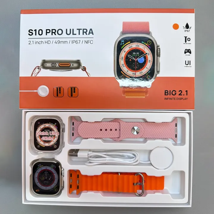 Waterproof%20Smartwatch%20With%20Protective%20Case%202PCS%20Straps%20S10%20PRO%20ULTRA%2049MM%20Smart%20Watch%202.1"%20HD%20Wireless%20Charging%20NFC%20Bluetooth%20Call%20Watch%20Band%20-%20Image%204