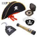 Kids Pirate Cosplay Costume Accessories Set Hat Compass Telescope Captain Cloth Hook Party Blindfold Halloween Party Decor Props.