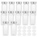 BESTONZON 12PCS Spice Jars Square Glass Containers Seasoning Bottle Kitchen and Outdoor Camping Condiment Containers. 