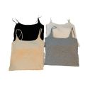 Korean Style Solid Color Hot Girl Vest Camisole Women's Western Style Autumn and Winter with Chest Pad Drawstring Slim-Fit Low Collar Top.