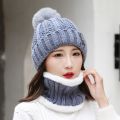 Winter Hat Womens Beanie Hats Thick Warm Skullies Winter Knitted Women Hat Letter Bonnet Beanie Cap Outdoor Riding Hat Scarf Set. 
