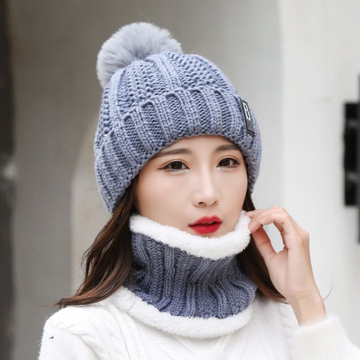 Winter%20Hat%20Womens%20Beanie%20Hats%20Thick%20Warm%20Skullies%20Winter%20Knitted%20Women%20Hat%20Letter%20Bonnet%20Beanie%20Cap%20Outdoor%20Riding%20Hat%20Scarf%20Set%20-%20Image%203