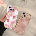 For Vivo Y27s Y36 Y12 Y17s Y27 Y15 Y20 Y17 Y35 Y21 V25 E Y16 Y22 Y11 Y15s Y20s Y30 Y51 Y02 Y12s V29 Y22s Y91 Y31 Y91C Y21s Y33 V27 Oil Painting Pink Large White Flower Strawberry Doodle Case. 