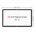 100 Inch 3D HD Projector Screen 16:9 Anti-Crease Projection Movies Screen Canvas for Home Theater Outdoor. 