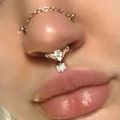 New Double Nose Piercing Chain Nose Chain for Nostril Piercing Stainless Steel Nose Stud Decoration Earring Piercing Chain Women. 