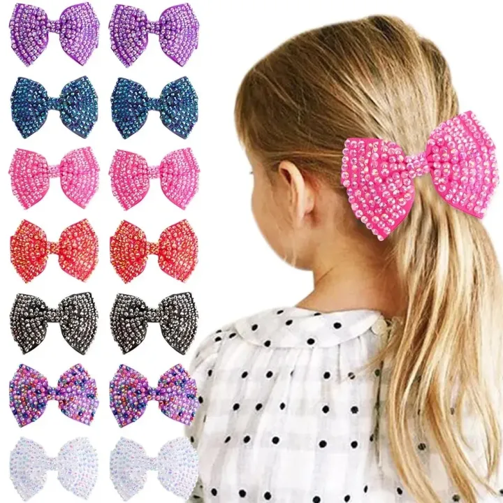 White%20Pearl%20Hair%20Bows%20With%20Hair%20Clips%20For%20Girls%20Kids%20Boutique%20Layers%20Bling%20Rhinestone%20Center%20Bows%20Hairpins%20Hair%20Accessories%20-%20Image%202