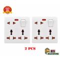 2 Pcs 8 Pin Multi Gang Socket Double 3 Pin- 1Piece 2 Pin Multi Function Universal Wall Switch Socket.