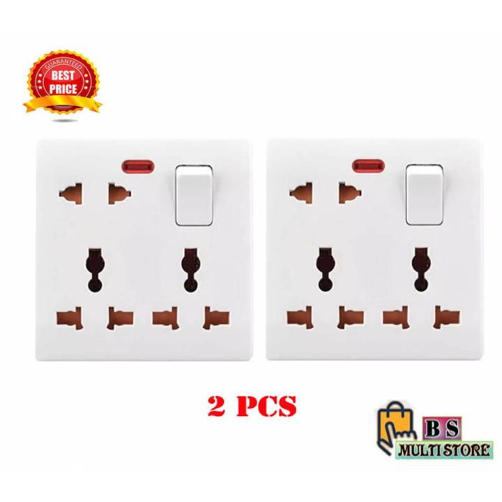 2 Pcs 8 Pin Multi Gang Socket Double 3 Pin- 1Piece 2 Pin Multi Function Universal Wall Switch Socket