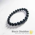 Obsidian bracelet elastic natural stone, ball.