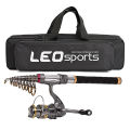 LEO Fishing Rod Reel Combo Carbon Telescopic Fishing Pole Spinning Reels with Fishing Carrier Bag for Travel Fishing. 
