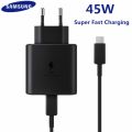 Samsung 45W Super Fast Charger Double Type-C Cable For Galaxy Note 10 Plus Note 10+ 5G USB C Fast Charging Wall Charger.