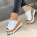 2023Slippers Summer Wedges Retro Fish Mouth Large Size Sandals Women High Heel Platform Solid Color Plus Size Shoes Sandalias.