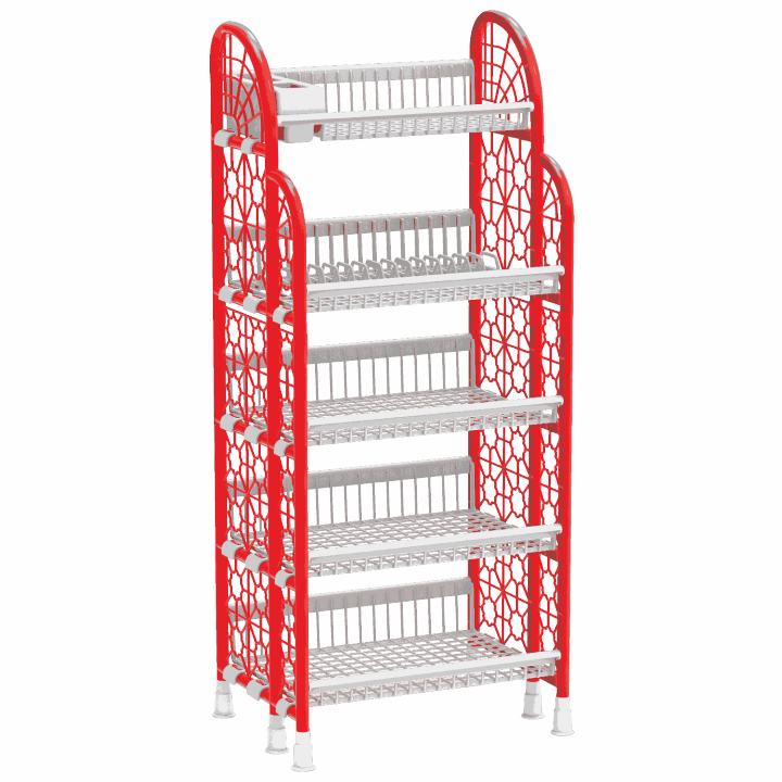 Akij Stacko-Rack-Chef Kitchen-5 Steps-Red & White