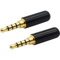 4 Pole Metal Body Headphone Jack Plug Male 3.5mm 4 Pin Stereo Audio Headphone Jack Connector Earphone Plug For Mobile Phone Computer Laptop Desktop PC MP3 Video. 