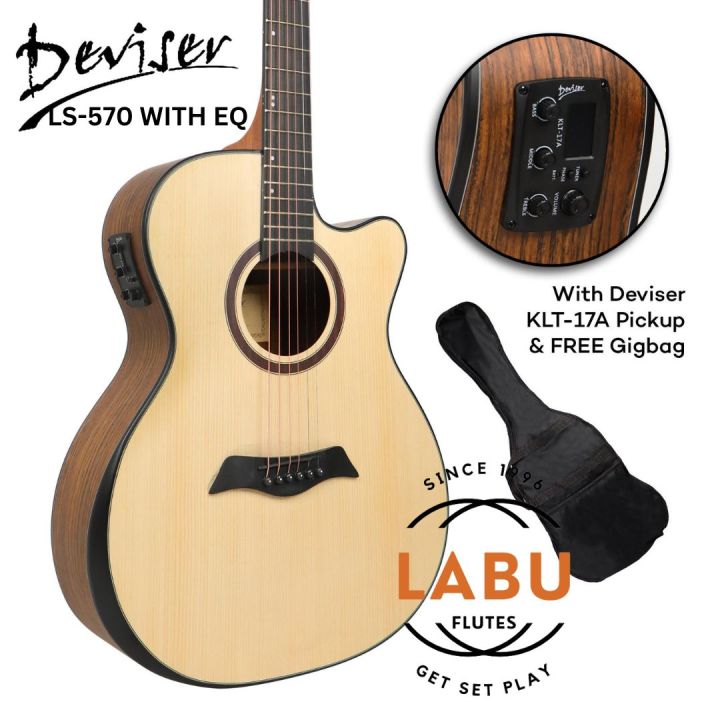 Deviser LS-570 EQ Acoustic-Electric Guitar w/ Beveled Armrest (Spruce/Walnut)