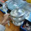 silver color Rice Bowl & Ladle Spoon Thai Pattern Rice Container Aluminum Curry Serving. 