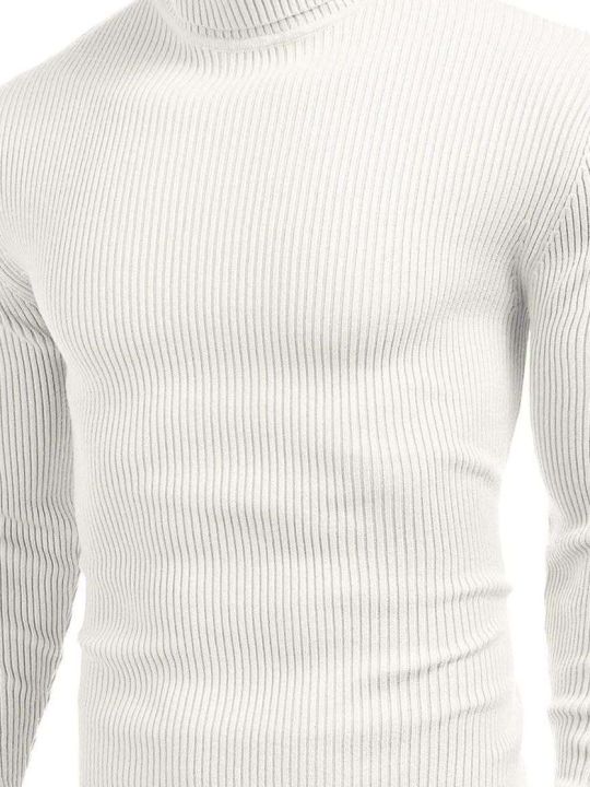 White%20Men's%20Fashionable%20Full%20Sleeve%20High%20Neck%20Sweater%20-%20Image%202
