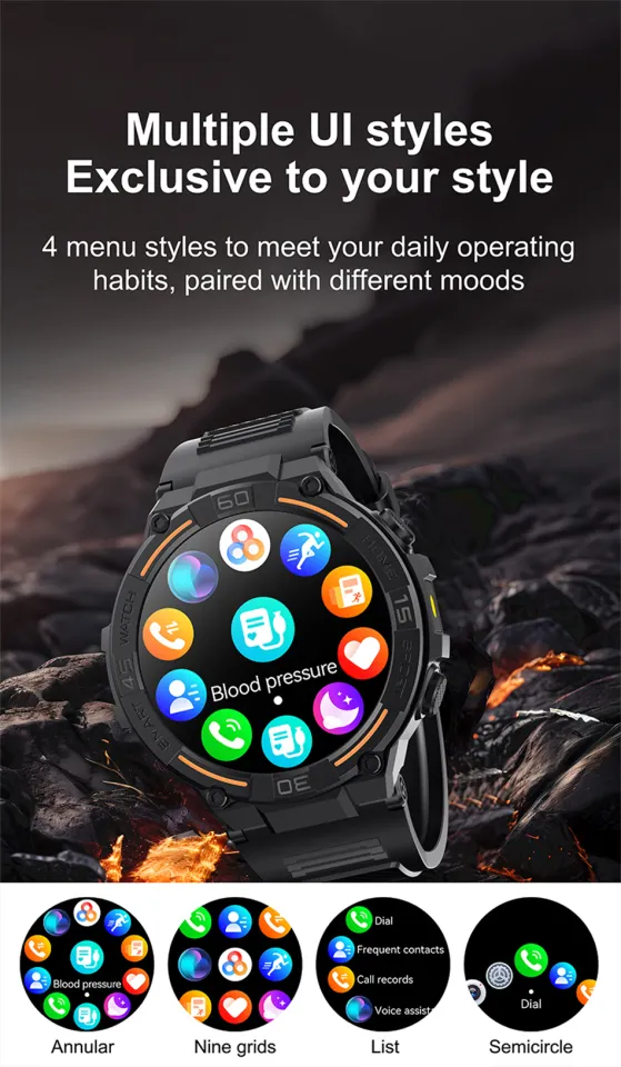 For Huawei Xiaomi Smartwatch Military Men 360*360 HD Screen