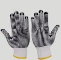1Pair Knitted And PVC Black Dotted Working Hand Gloves, For Construction, Household, workshop, Materials Handling Etc.