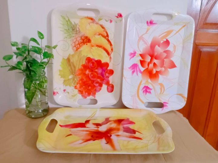 Exclusive Square 18 Inch Large Melamine Serving Trays Platters for Tea Breakfast Bread Tray Snack Plate And Food Tray Dishwasher Safe BPA Free Melamine Plastic Tray. Daraz .bd