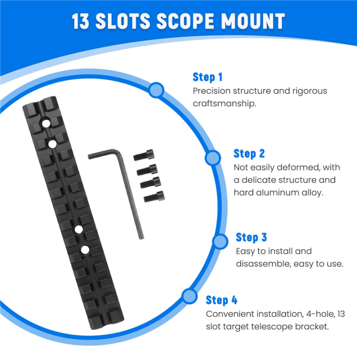 14Cm%20scope%20mount%20Picatinny%20/%20Rail%20Rail%20scope%20Mount%2013%20Slots%20Black%20-%20Image%203