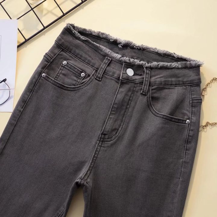 Black%20bootcut%20high-waisted%20jeans%20women's%20stretch%20slim%20slim%20hot%20girl%20straight%20leg%20loose%20wide-leg%20raw%20flared%20pants%20tide%20-%20Image%204