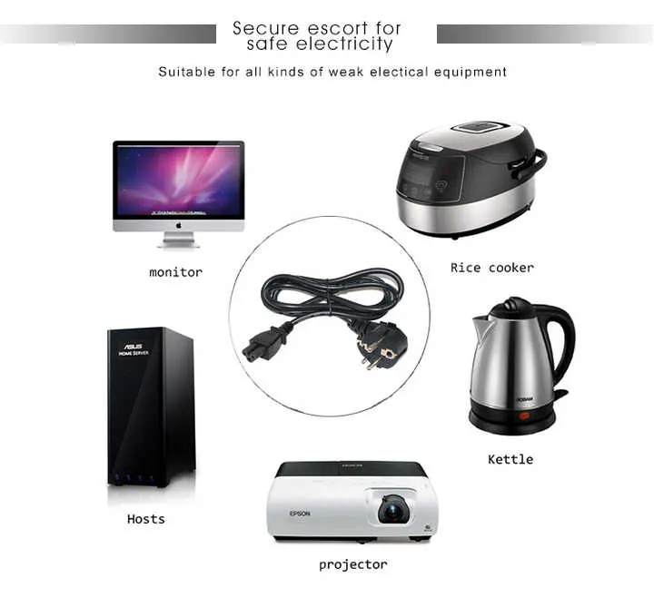 2Pin POWER CABLES AC 220v 500W 2 Pin 1.5M Length Power Cord Cable For ...