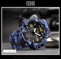 SKMEI 1637 Blue Camouflage PU Dual Time Watch For Unisex - Blue Camouflage. 