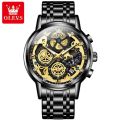 Olevs 9947S Black Stainless Steel Chronograph Wrist Watch For Men - Black. 