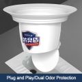 【Wireless】 Useful Anti-Odor Squatting Pan Anti-smell Plug white Deodorize Anti-blocking Cover Prevent Sewage Overflow Plastic Toilet Fitting Bathroom Squat Toilet.