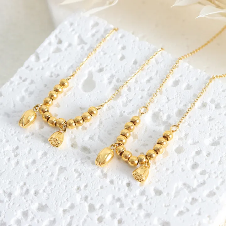 New%20Chinese%20style%20hot%20selling%20personalized%20fashion%20lotus%20lotus%20pendant%20titanium%20steel%20beaded%20anklet%2018k%20gold%20plated%20foot%20jewelry%20women's%20jewelry%20-%20Image%202