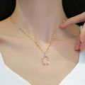 Stainless Steel Gold Color Filled Zircon Horse Shoe Pendant Necklace Horseshoe U Shape Necklace Fine Jewelry Women Gift DropShip.