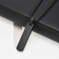 Fashionable Boys Pendant and Bar Necklace for Men, Stainless Steel  Black. 