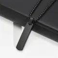 Fashionable Boys Pendant and Bar Necklace for Men, Stainless Steel Black.