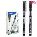 Deli EQ300BK High-Quality Rollerball Pen Black Ink 0.5mm 12-Pack with Ink Indicator. 
