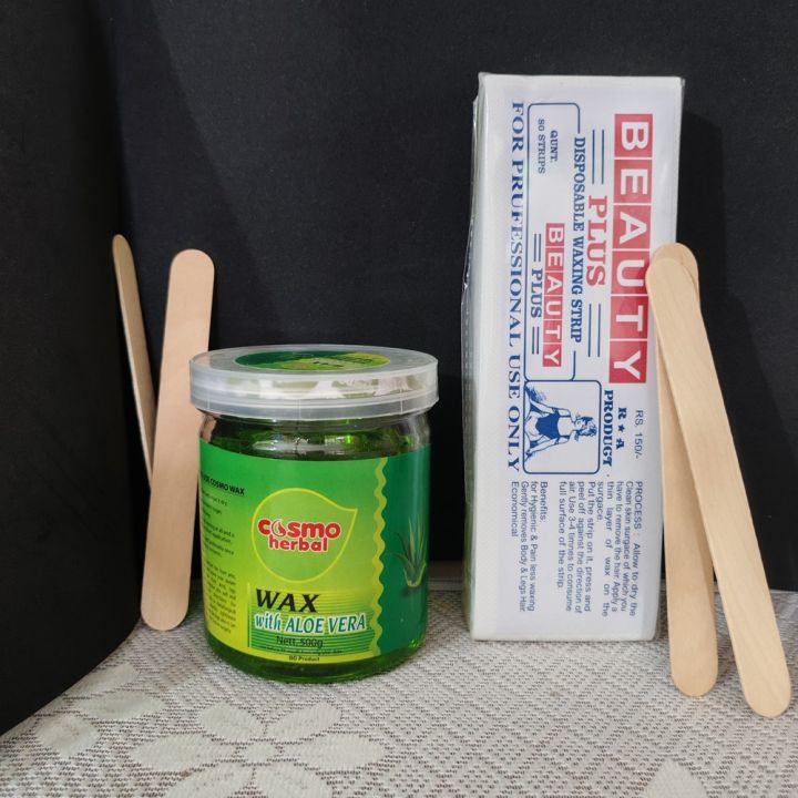 Cosmo herbal Wax Aloe Vera With 80pcs Strips 2 pcs Stick