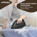 Bajaj MX 45 Steam Aluminium Soleplate Iron | 2000 Watts Power For Faster Ironing | Non Stick German Coated Technology | 220 Ml Water Tank Capacity | 2-Yr Warranty 【Black & Grey】.
