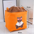 Fabric 3-Layer Tape Lining Children's Toy Storage Basket Dinosaur Storage Cartoon Clothing Drawstring Storage Box Foldable.