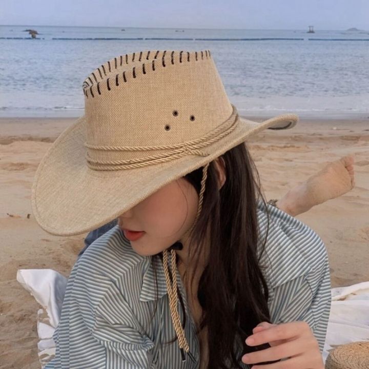 Summer%20Wide%20Brim%20Breathable%20Men's%20Sun-Shade%20Sun%20Hat%20Beach%20Travel%20Casual%20Hat%20Outdoor%20Knight%20Cowboy%20Hat%20-%20Image%207